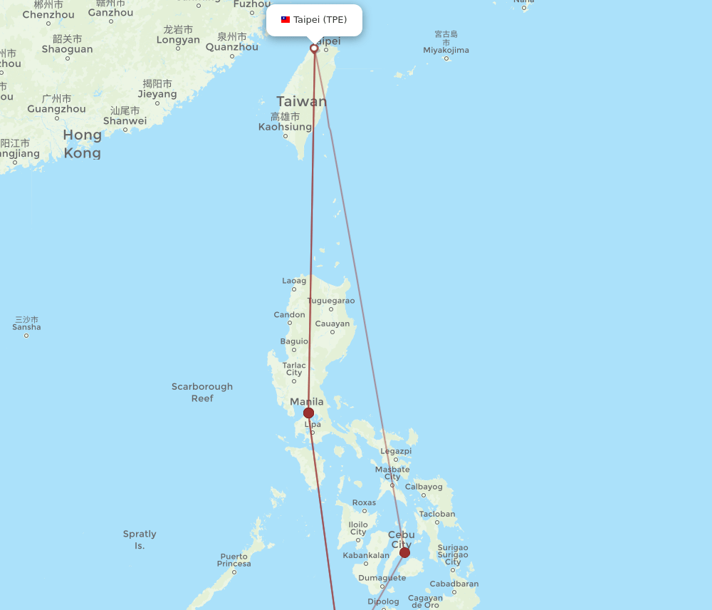 All Flight Routes From Taipei To Zamboanga Tpe To Zam Flight Routes