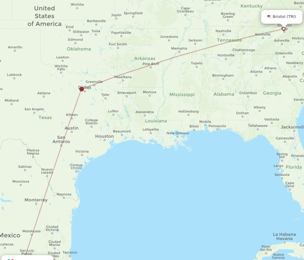 All Flight Routes From Bristol Va Johnson City Kingsport To Leon