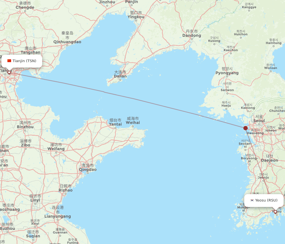 All Flight Routes From Yeosu To Tianjin Rsu To Tsn Flight Routes