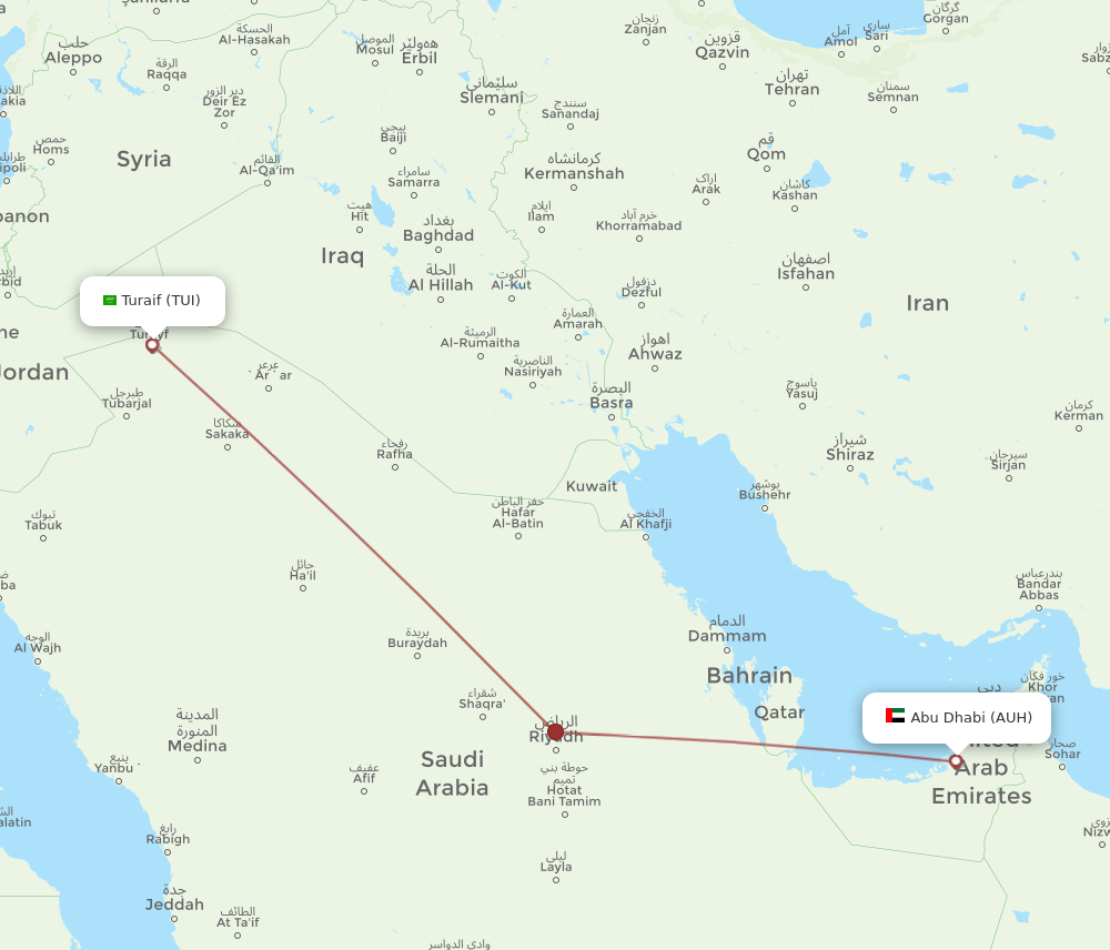 Flights From Turaif To Abu Dhabi TUI To AUH Flight Routes