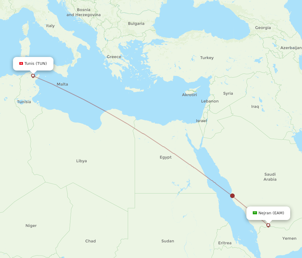 All Flight Routes From Tunis To Nejran Tun To Eam Flight Routes