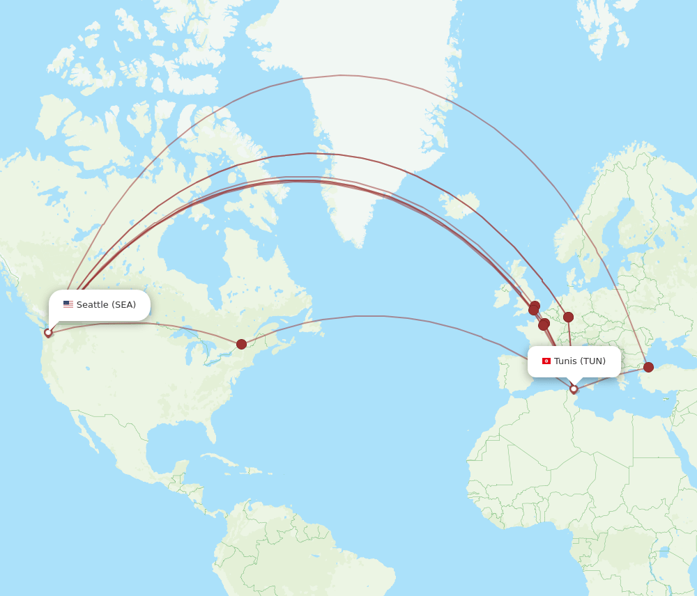 Flights From Tunis To Seattle TUN To SEA Flight Routes