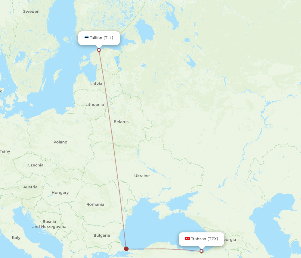 All Flight Routes From Trabzon To Tallinn Tzx To Tll Flight Routes