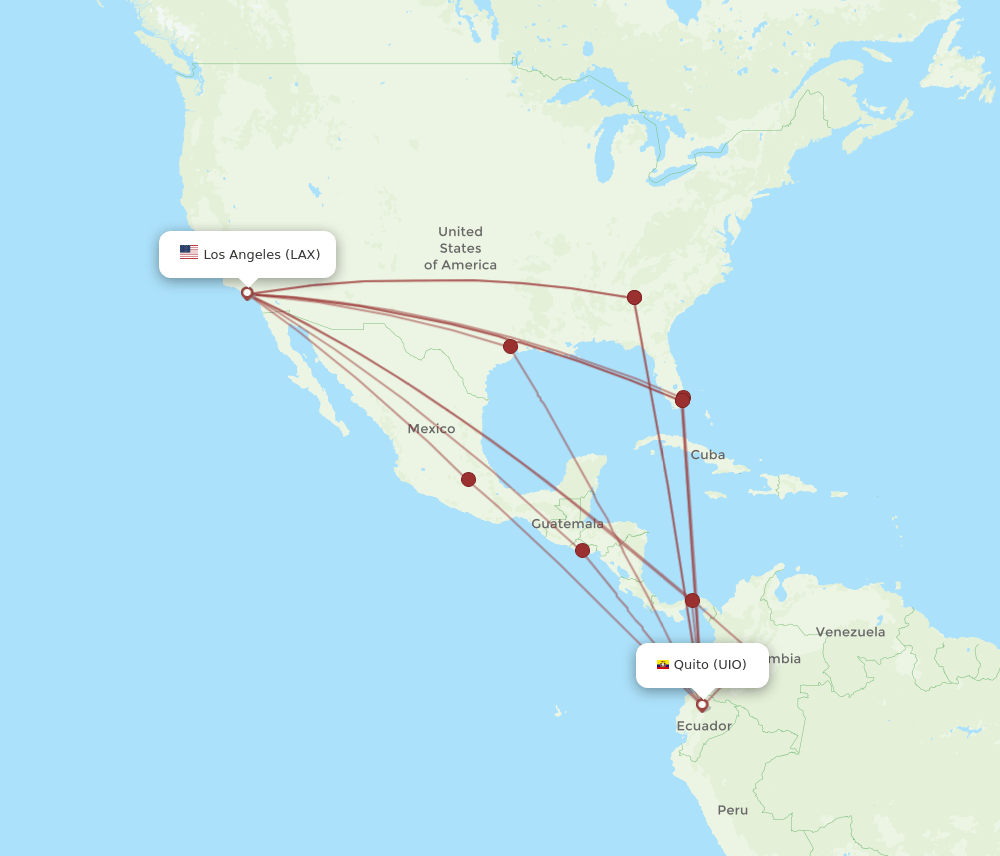 All Flight Routes From Quito To Los Angeles UIO To LAX Flight Routes