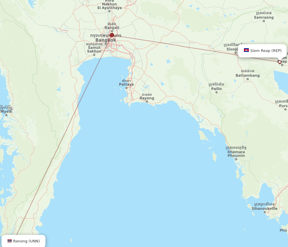 All Flight Routes From Ranong To Siem Reap Unn To Rep Flight Routes