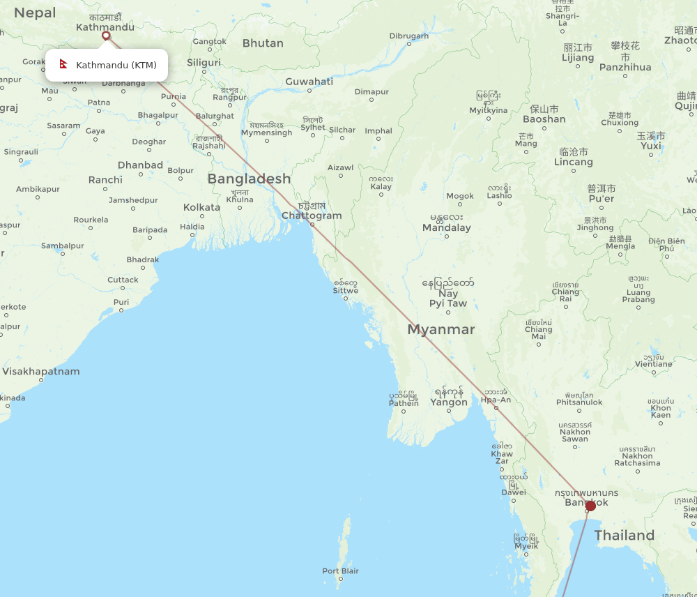 Flights From Surat Thani To Kathmandu Urt To Ktm Flight Routes