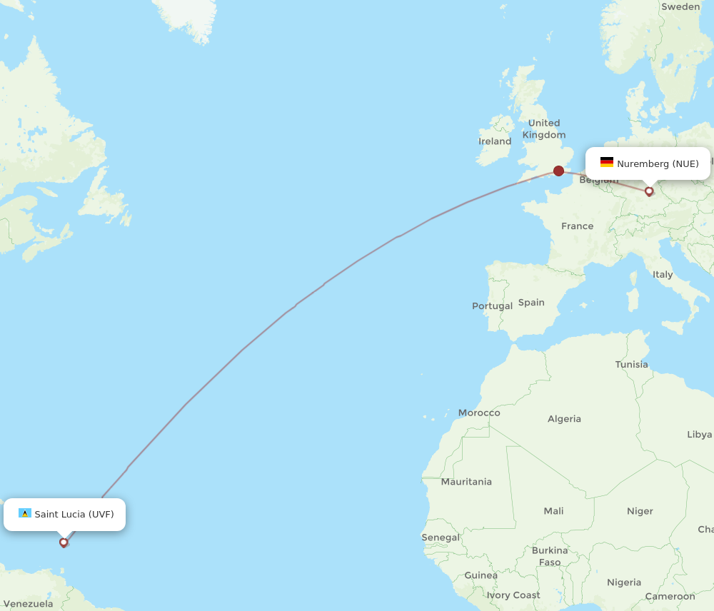 Flights From Saint Lucia To Nuremberg Uvf To Nue Flight Routes