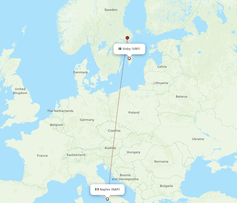 Flights From Naples To Visby NAP To VBY Flight Routes