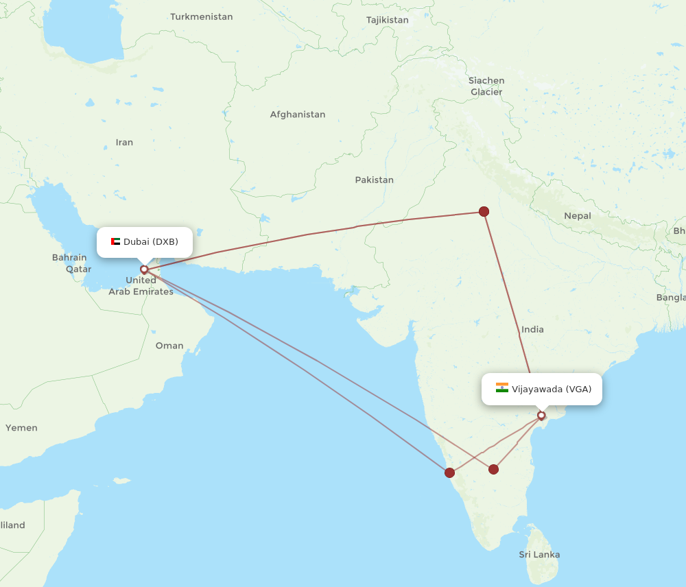 All Flight Routes From Vijayawada To Dubai VGA To DXB Flight Routes