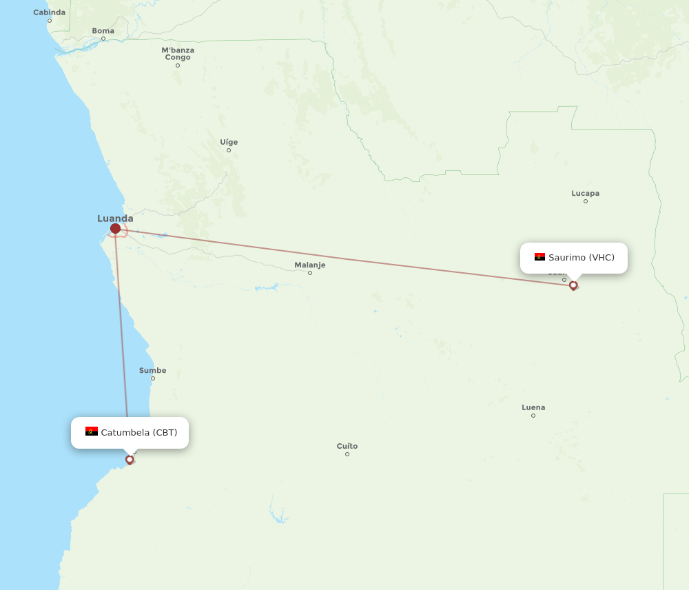 All Flight Routes From Saurimo To Catumbela Vhc To Cbt Flight Routes