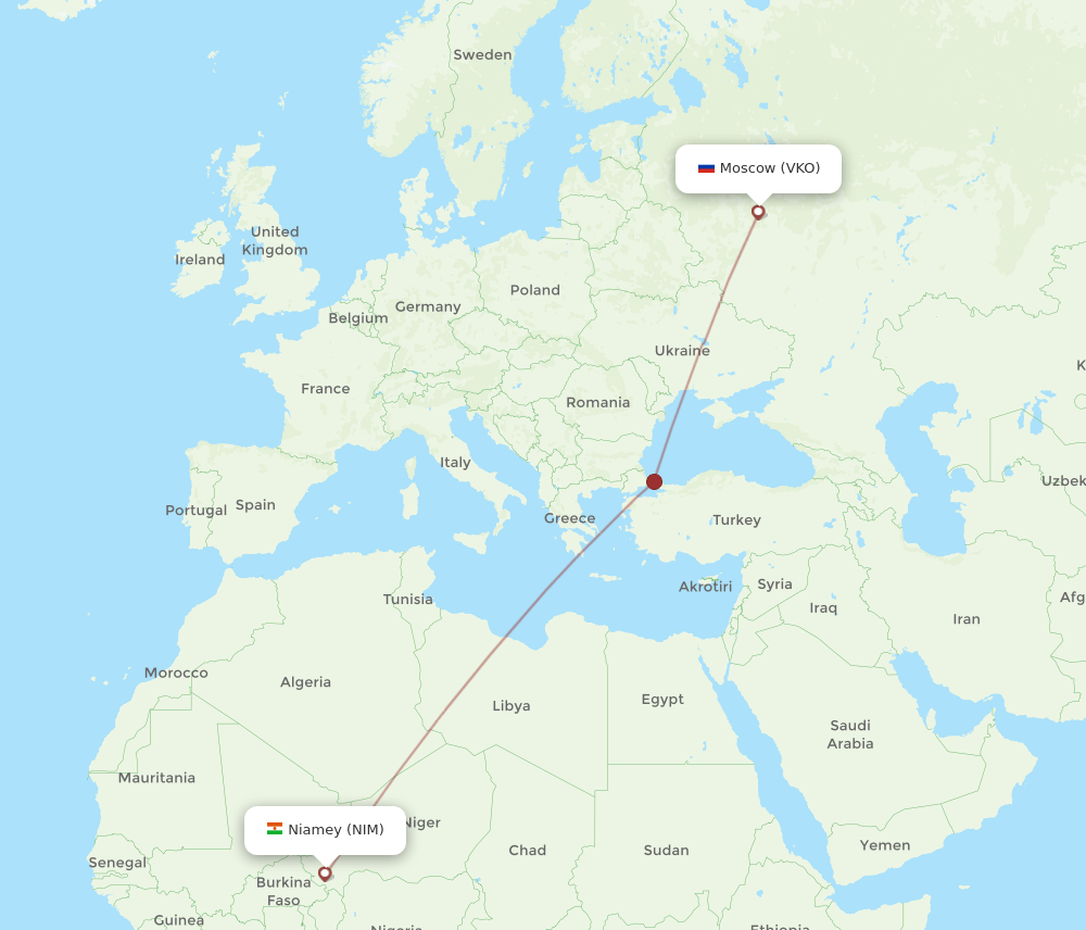 All Flight Routes From Moscow To Niamey Vko To Nim Flight Routes