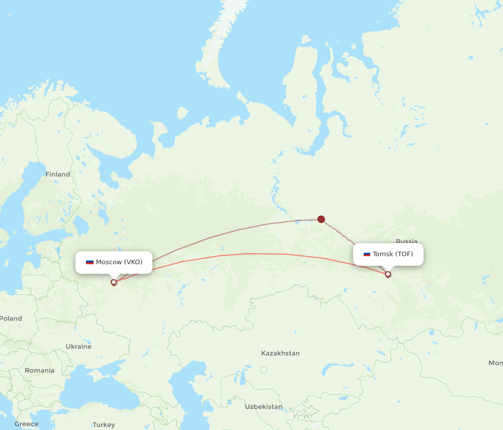 Flights From Moscow To Tomsk Vko To Tof Flight Routes