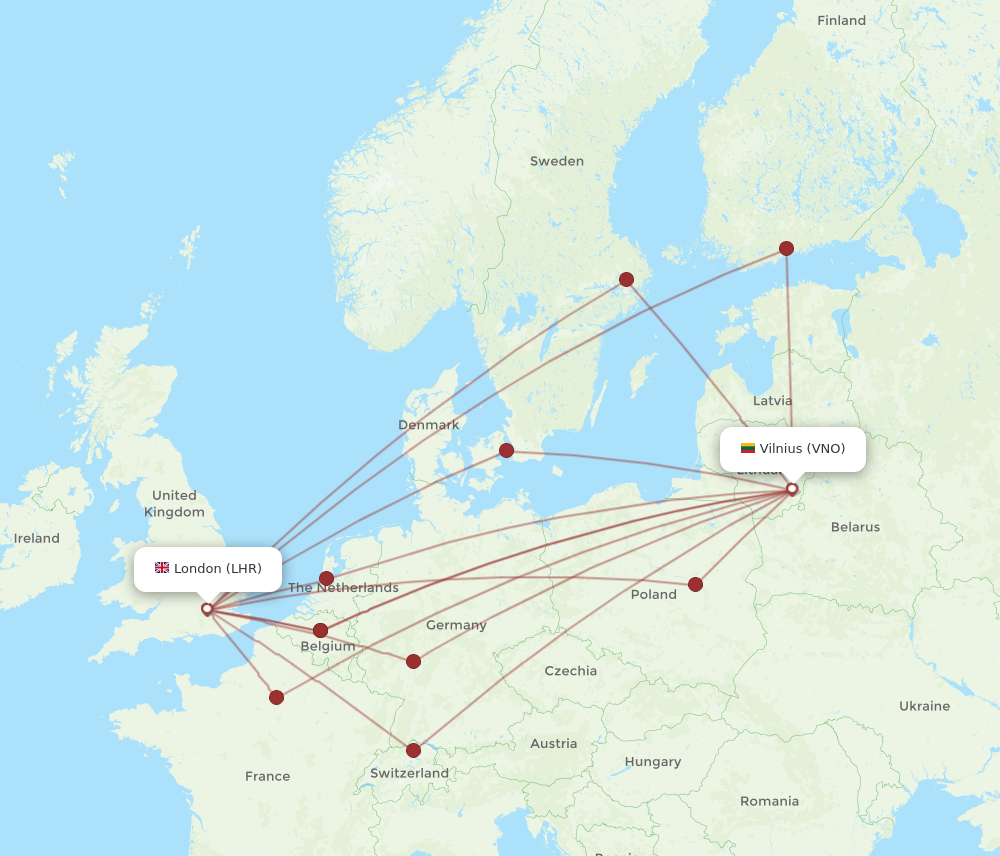 All Flight Routes From Vilnius To London VNO To LHR Flight Routes