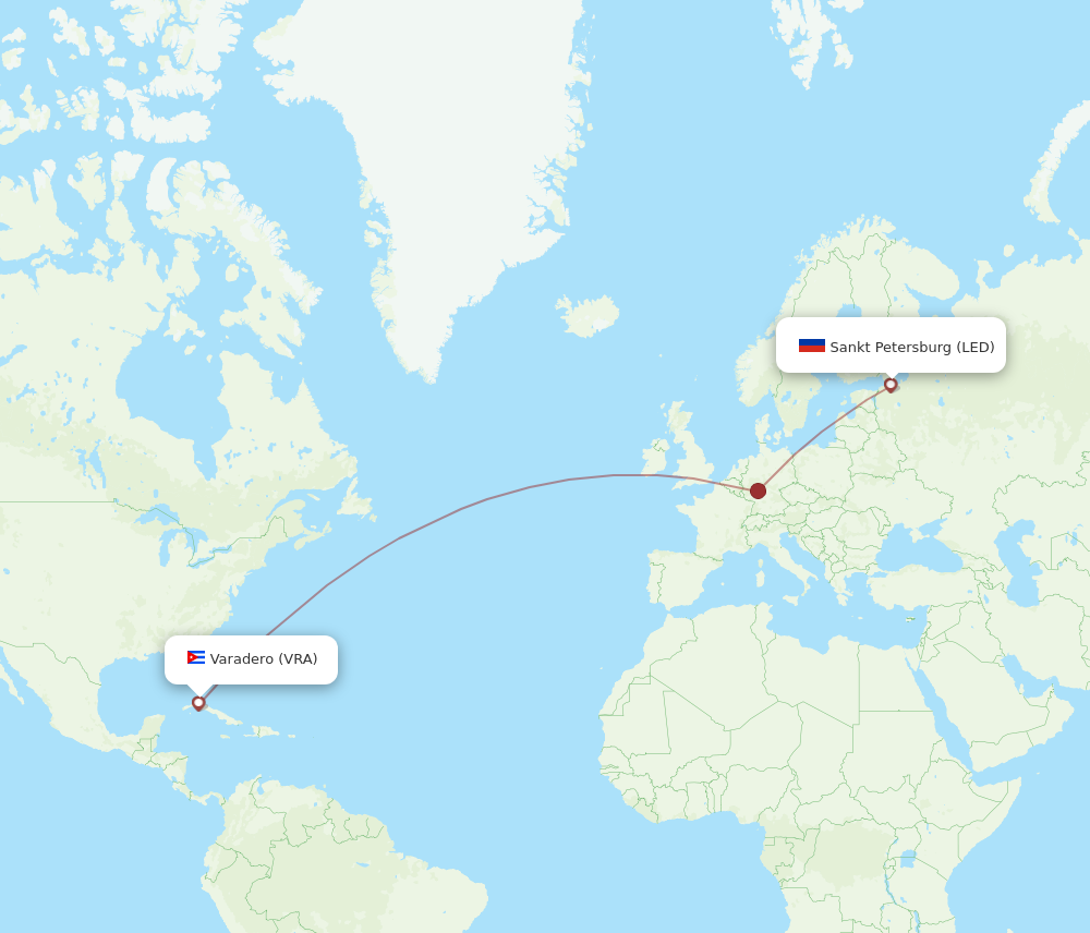 Flights From Varadero To Saint Petersburg Vra To Led Flight Routes