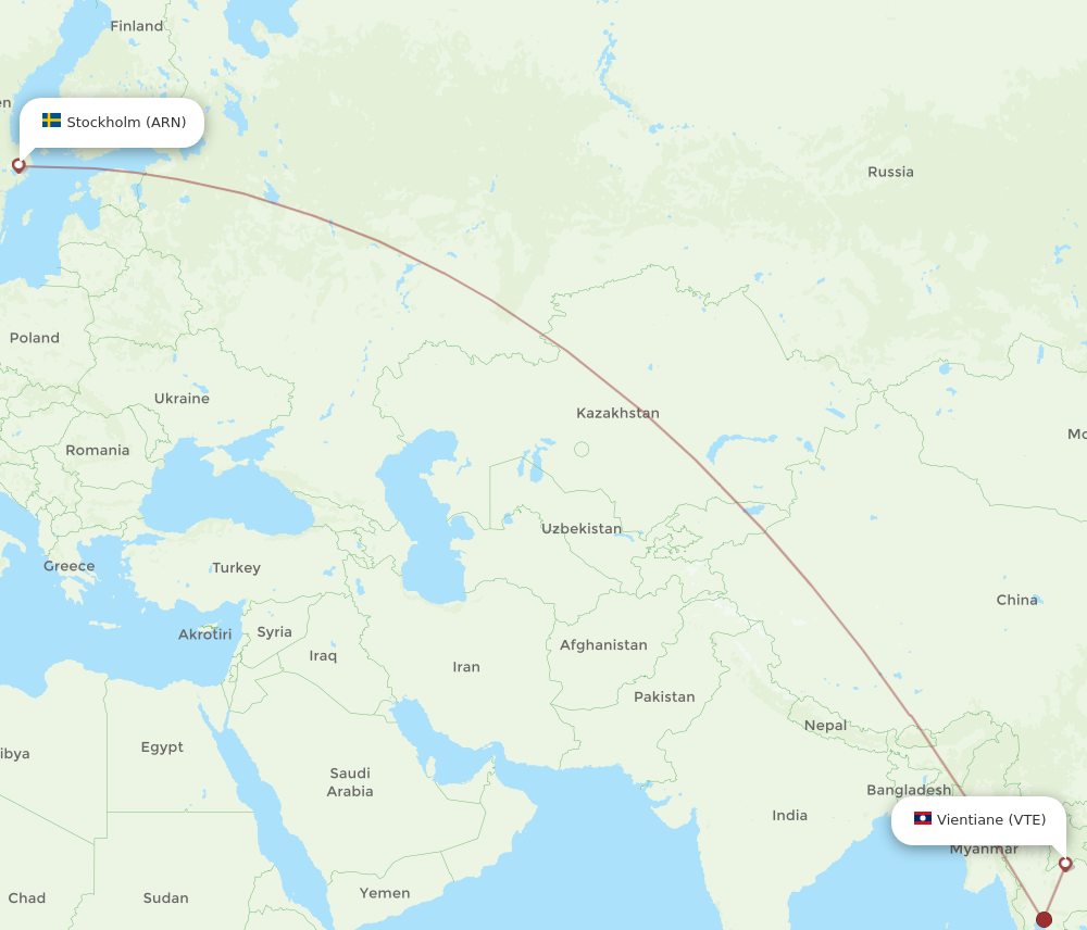 Flights From Vientiane To Stockholm VTE To ARN Flight Routes