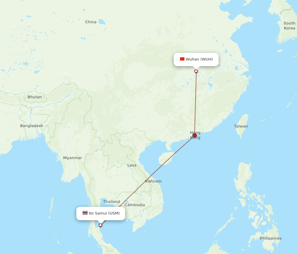 All Flight Routes From Koh Samui To Wuhan Usm To Wuh Flight Routes