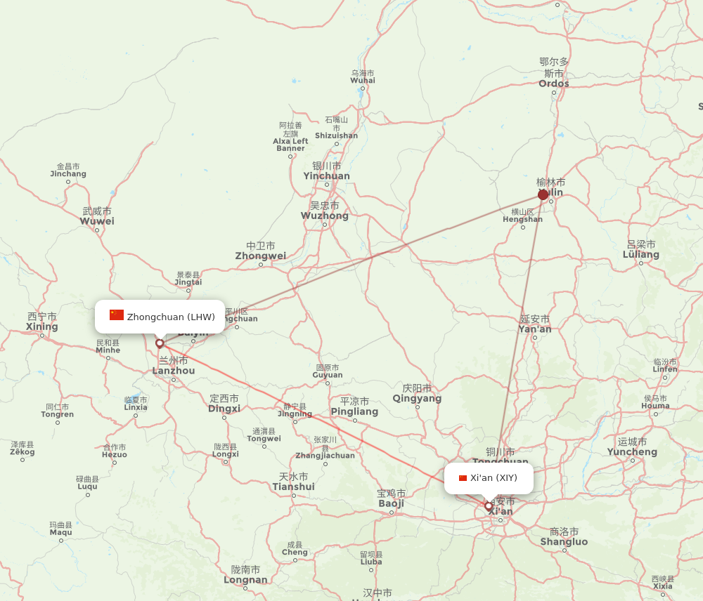 Flights From Xian To Lanzhou Xiy To Lhw Flight Routes