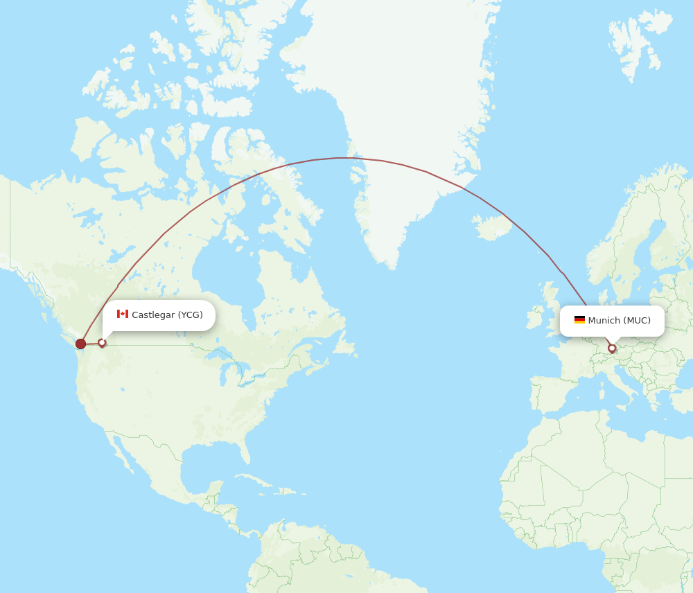 Flights From Castlegar To Munich Ycg To Muc Flight Routes