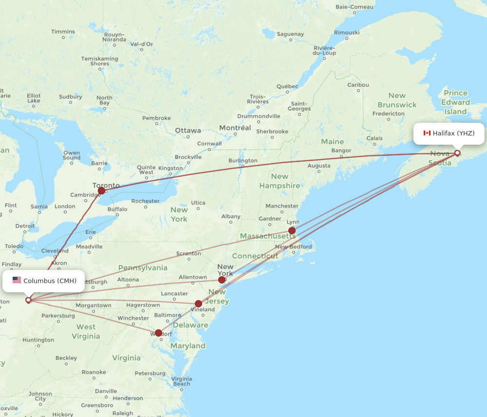 Flights From Halifax To Columbus YHZ To CMH Flight Routes