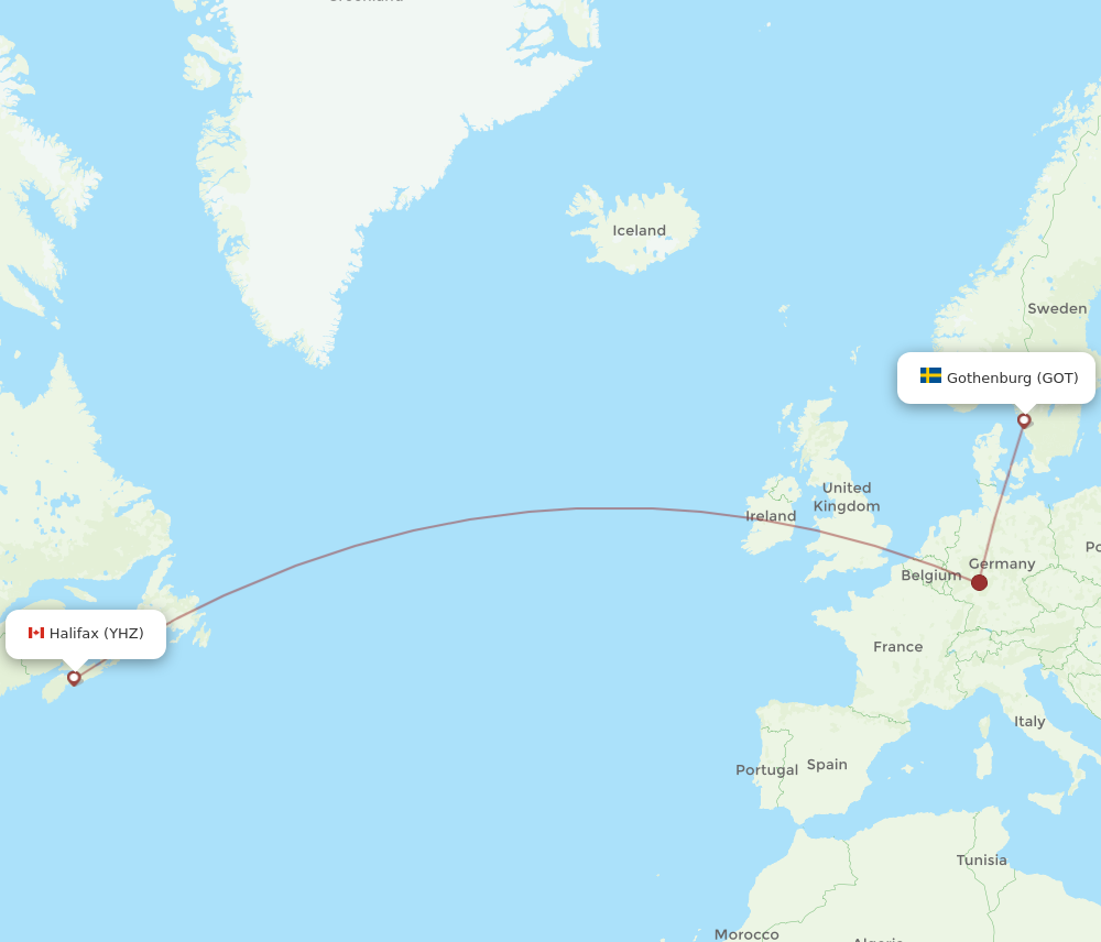 All Flight Routes From Halifax To Gothenburg Yhz To Got Flight Routes