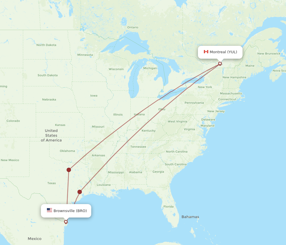 Flights From Montreal To Brownsville Yul To Bro Flight Routes