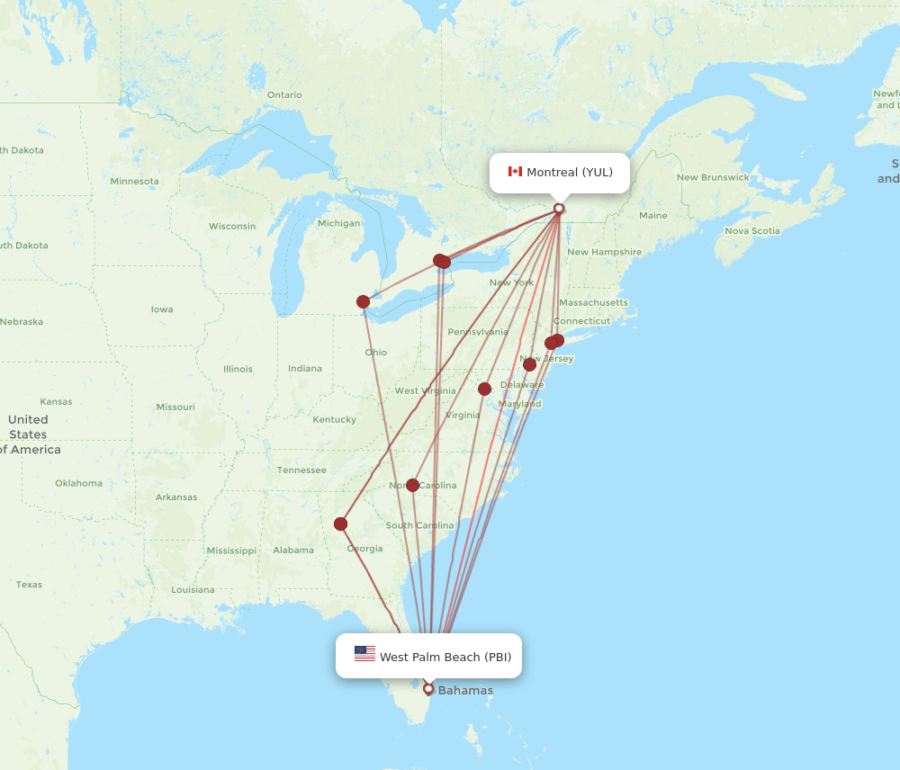 Flights From Montreal To West Palm Beach Yul To Pbi Flight Routes