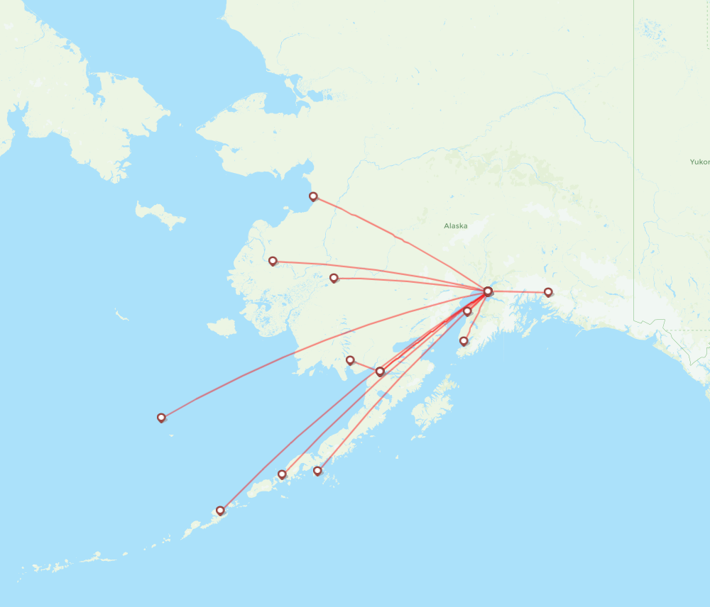 Ravn Alaska airline routes (7H) 2025, map Flight Routes