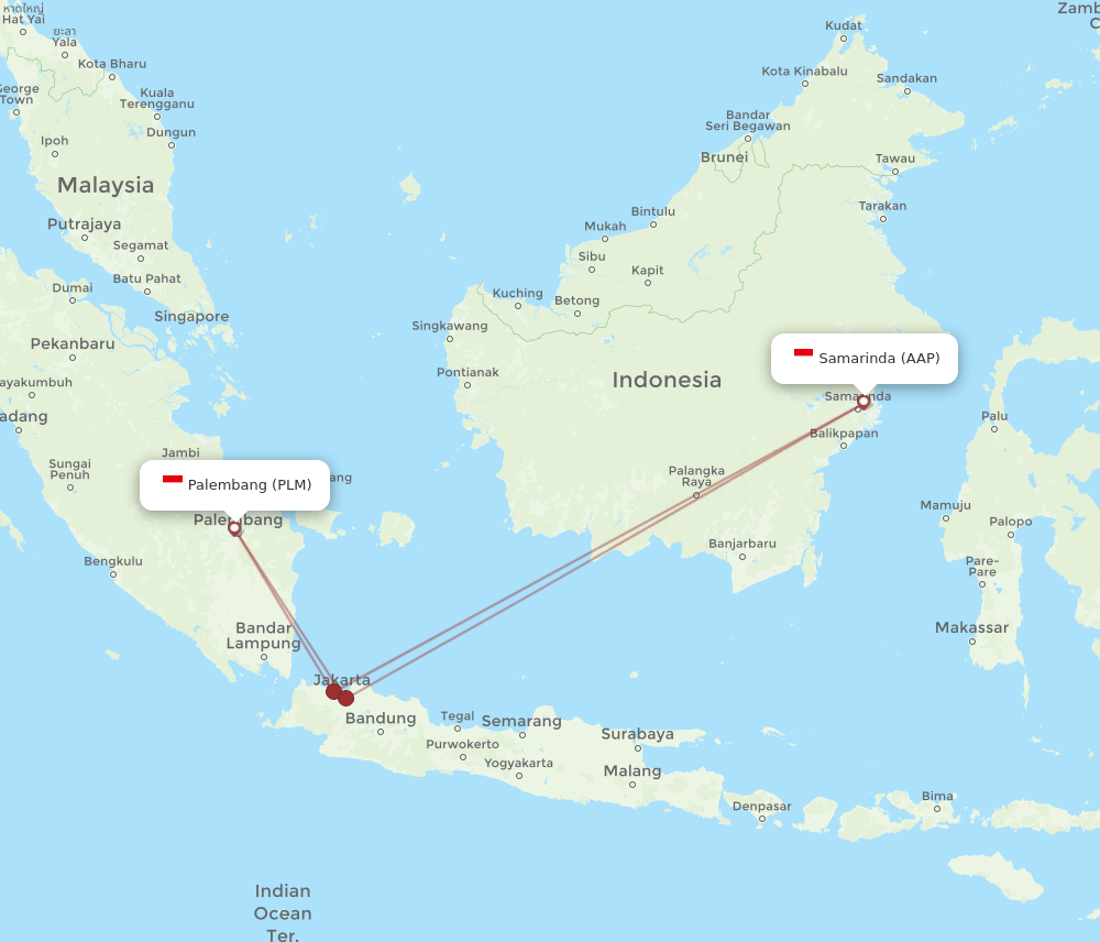 Flights from Palembang to Samarinda, PLM to AAP - Flight Routes