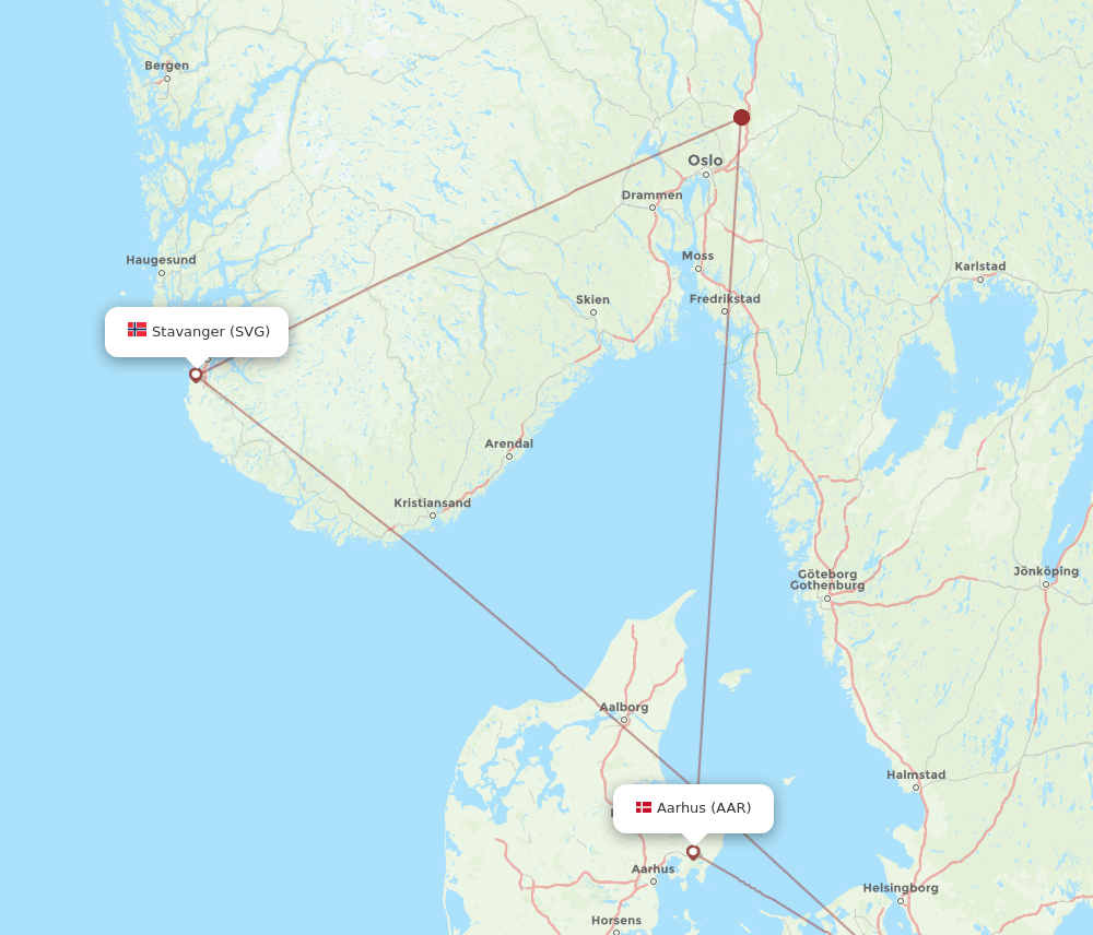 Flights from Aarhus to Stavanger, AAR to SVG - Flight Routes