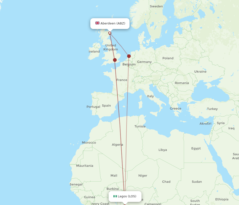 Flights from Aberdeen to Lagos ABZ to LOS Flight Routes