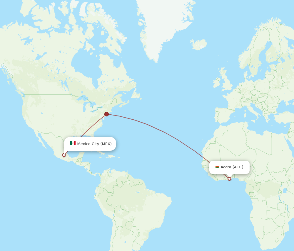 Flights from Accra to Mexico City ACC to MEX Flight Routes