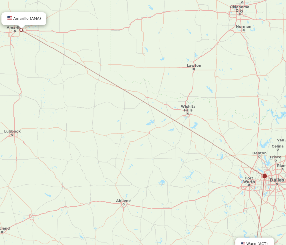 Flights from Waco to Amarillo ACT to AMA Flight Routes