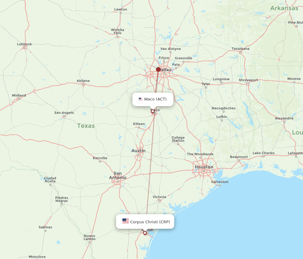 Flights from Waco to Corpus Christi ACT to CRP Flight Routes