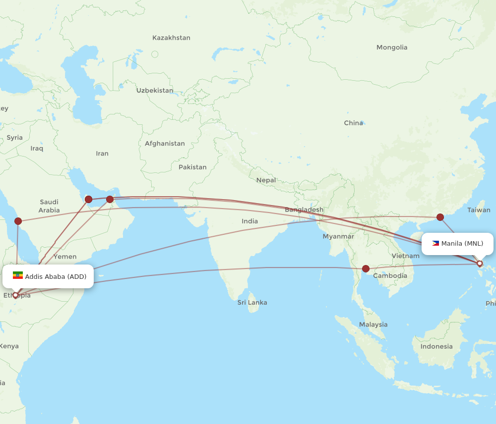 All Flight Routes From Addis Ababa To Manila Add To Mnl Flight Routes 9153