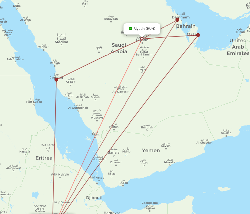 Flights from Addis Ababa to Riyadh ADD to RUH Flight Routes