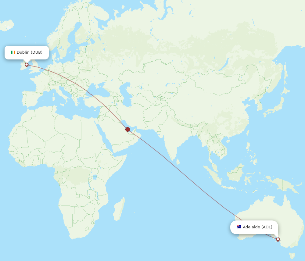 Flights from Adelaide to Dublin ADL to DUB Flight Routes