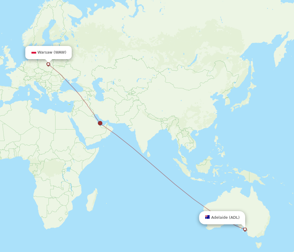 Flights from Adelaide to Warsaw ADL to WAW Flight Routes