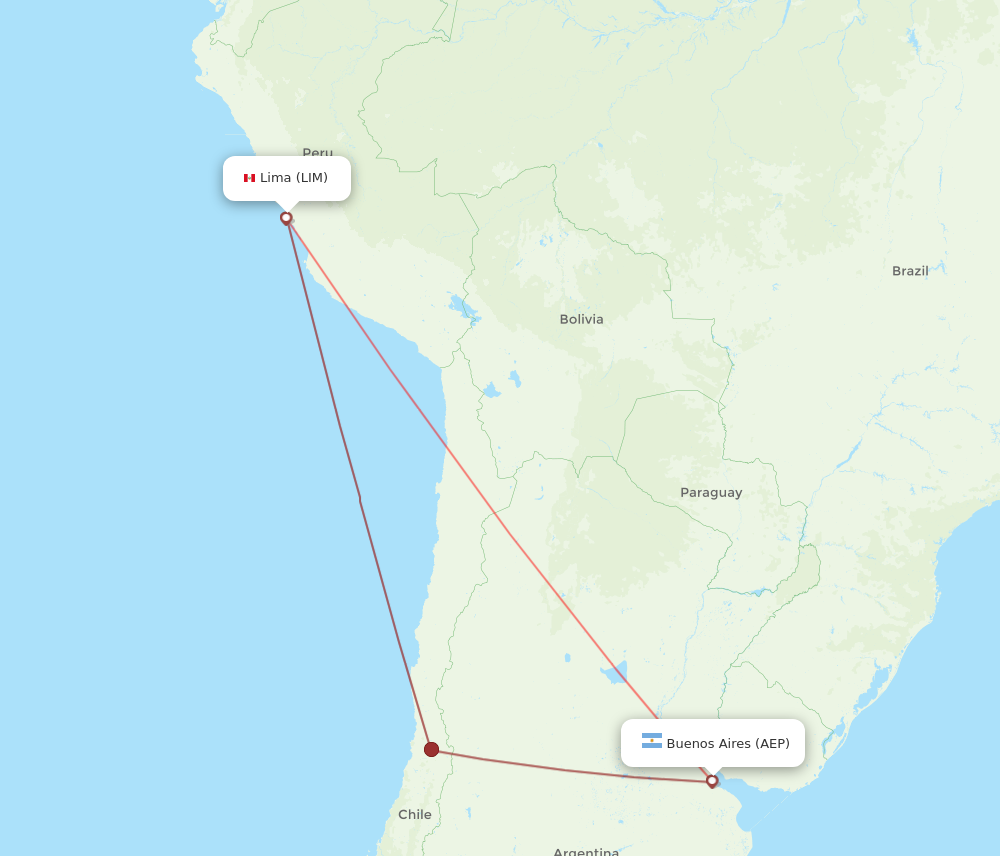AEP to LIM flights and routes map