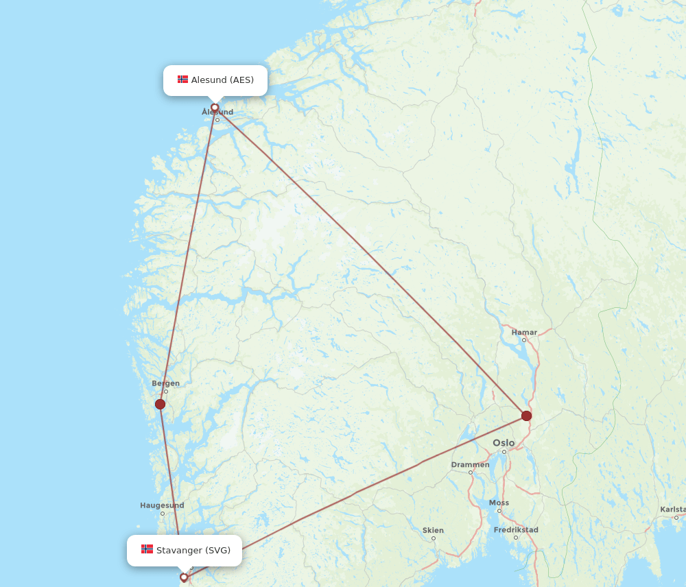 Flights from Aalesund to Stavanger, AES to SVG - Flight Routes