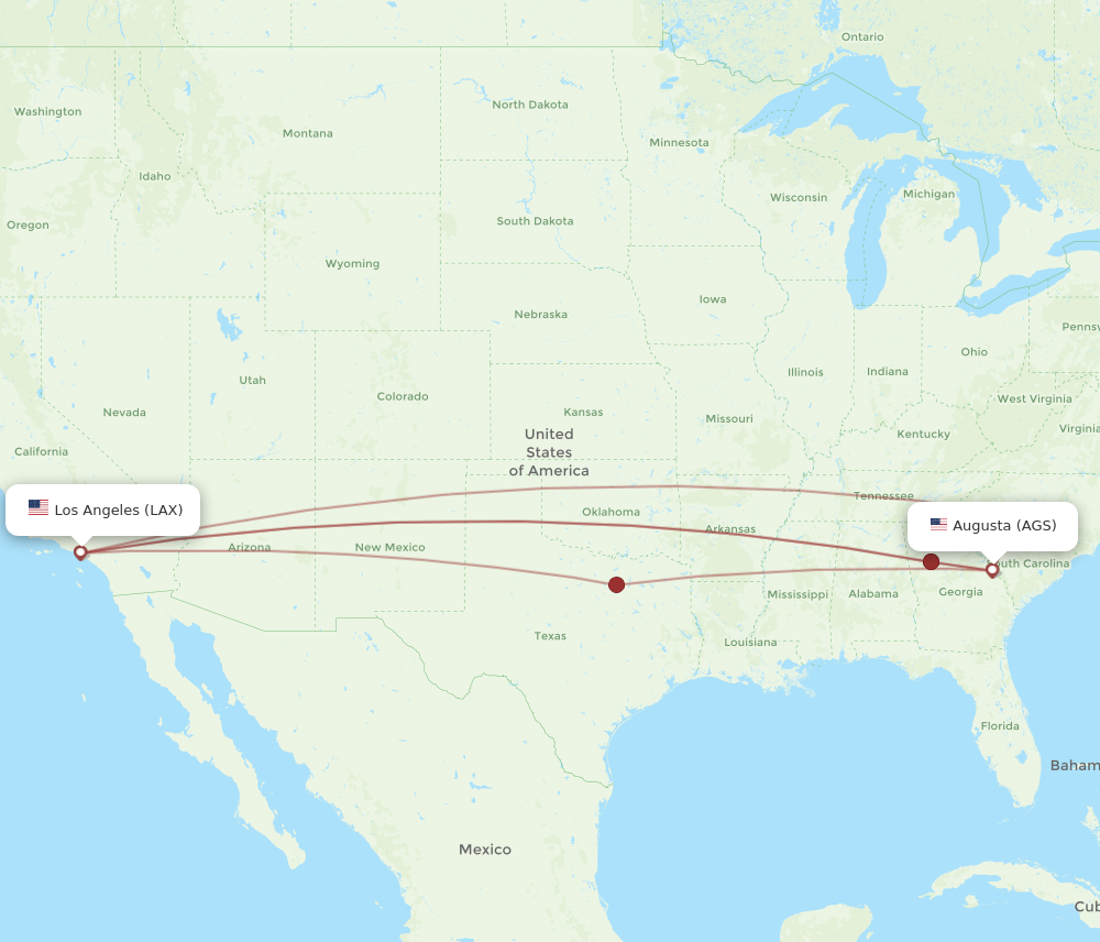 Flights from Augusta to Los Angeles AGS to LAX Flight Routes