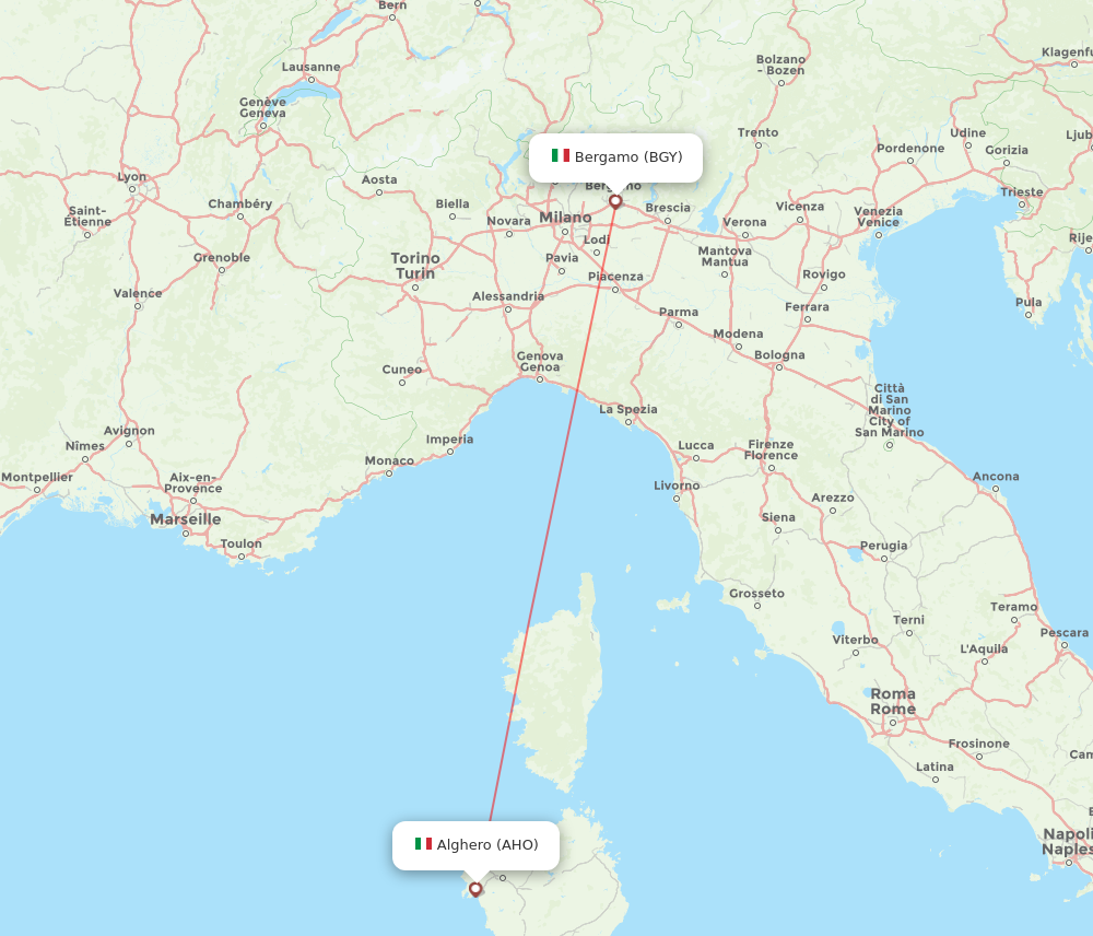 Flights from Alghero to Milan AHO to BGY Flight Routes