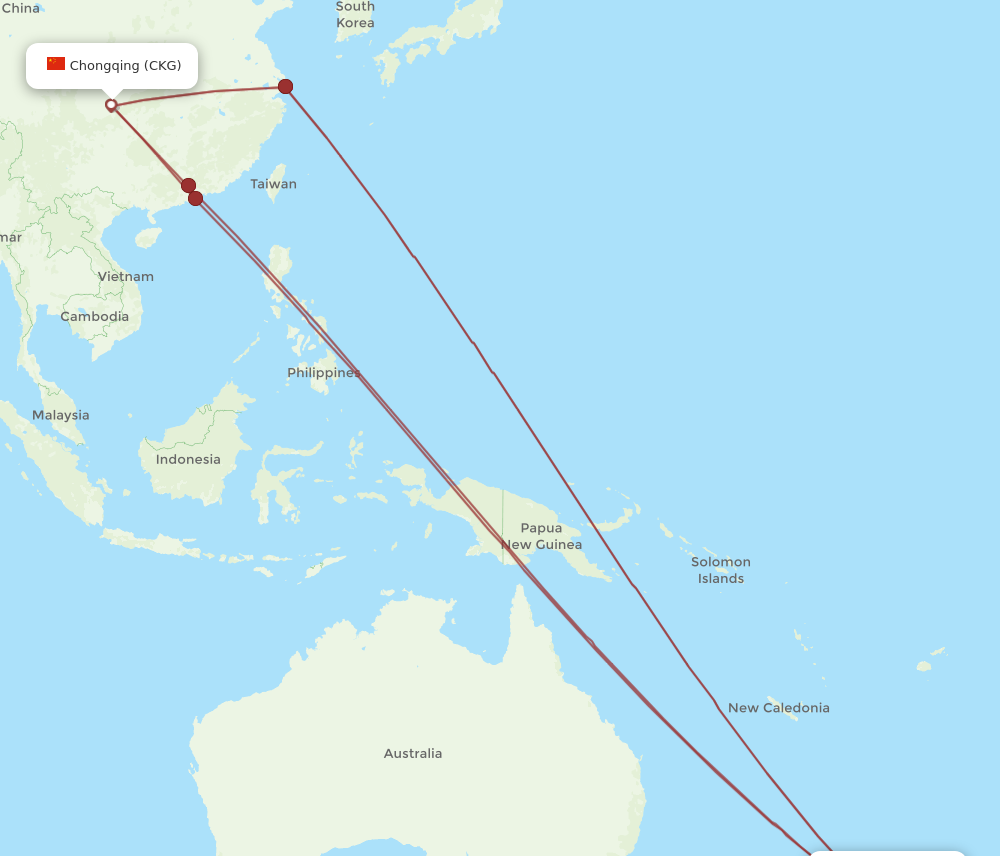 AKL to CKG flights and routes map