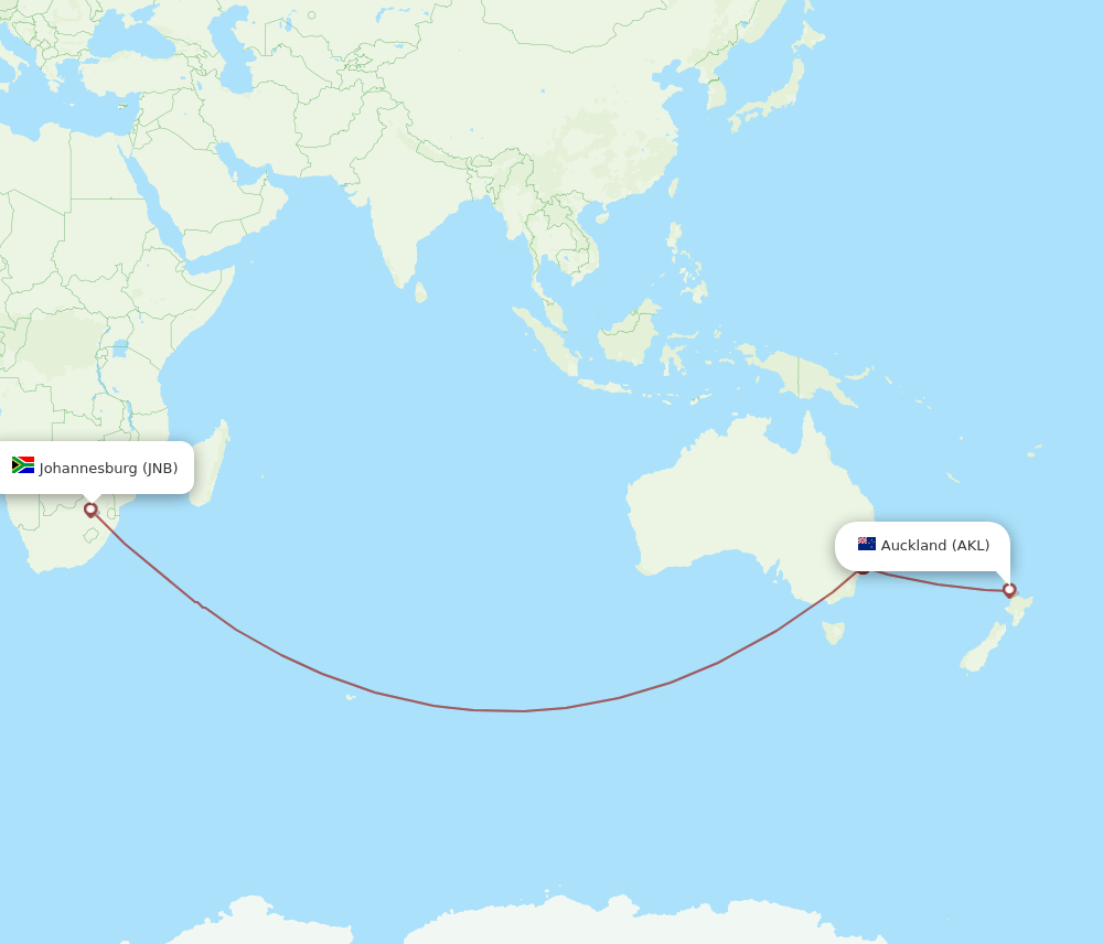 All Flight Routes From Auckland To Johannesburg Akl To Jnb Flight Routes 9671