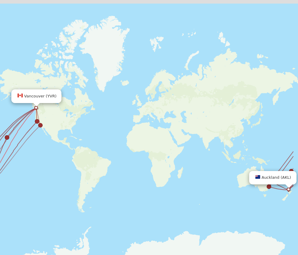 Flights from Auckland to Vancouver, AKL to YVR - Flight Routes