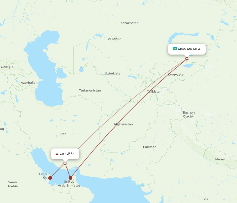 All Flight Routes From Almaty To Lar, ALA To LRR - Flight Routes