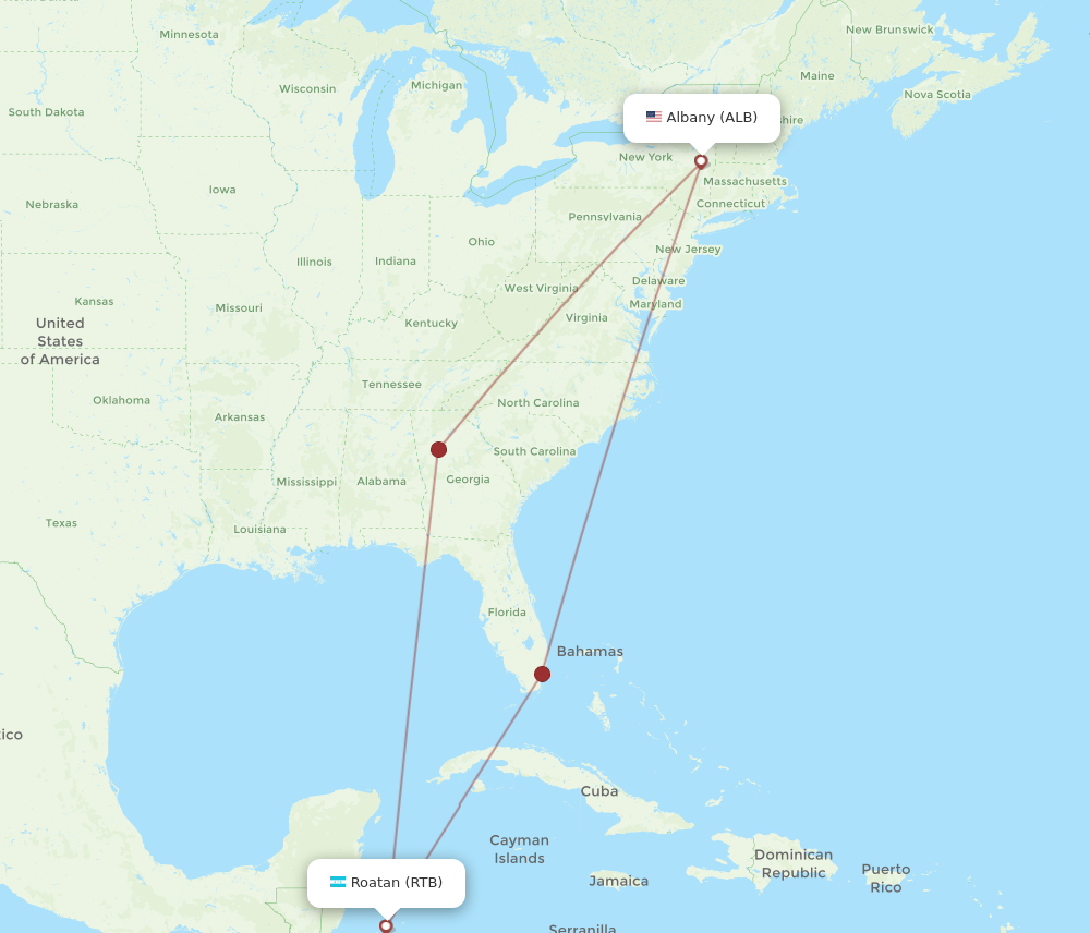 Flights from Albany to Roatan, ALB to RTB - Flight Routes