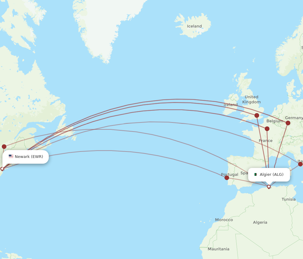 Flights from Algiers to New York ALG to EWR Flight Routes