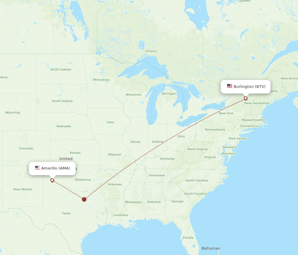 Flights from Amarillo to Burlington AMA to BTV Flight Routes