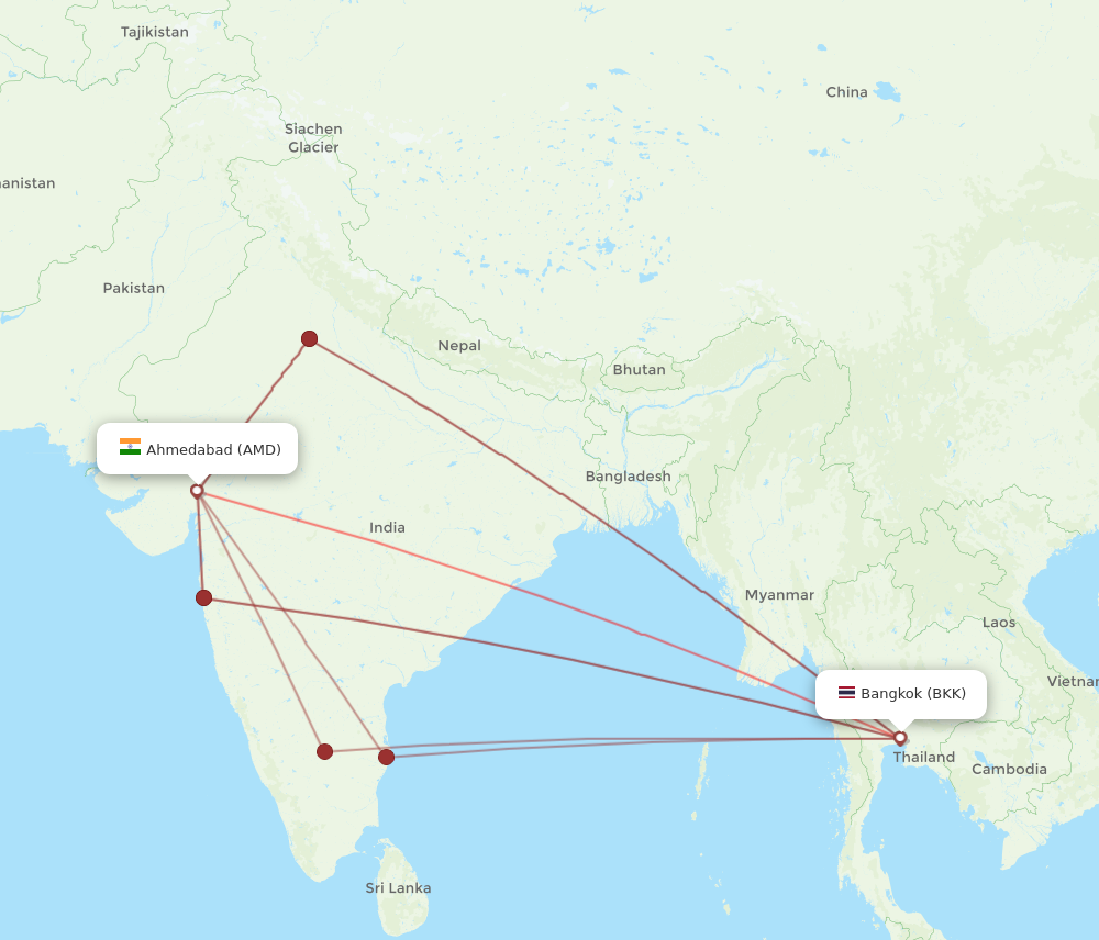 Flights from Ahmedabad to Bangkok AMD to BKK Flight Routes