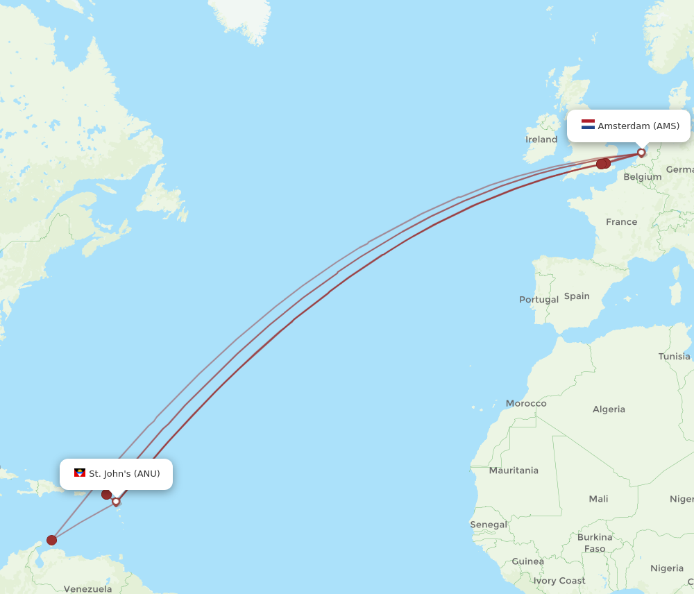 Flights from Amsterdam to Antigua AMS to ANU Flight Routes